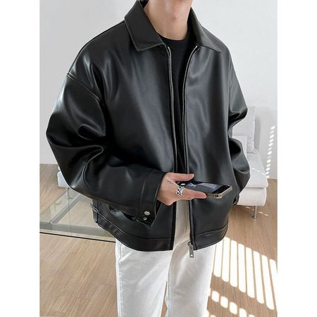 Men's Leather Jacket Casual Baseball Jacket